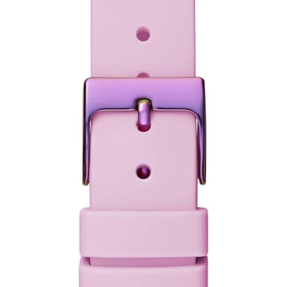NEW GUESS Iridescent Crystal Analog Watch with Pink Silicone Straps - Picture 7 of 7
